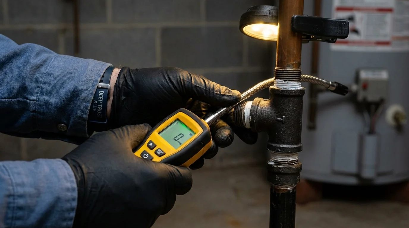 Gas leak detection with electronic sniffer by Johns Plumbing LLC in Pinellas Park