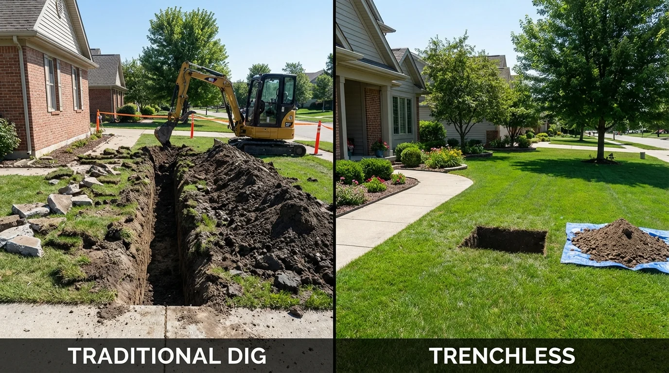 Trenchless sewer repair with minimal yard damage versus traditional excavation in Pinellas Park, FL